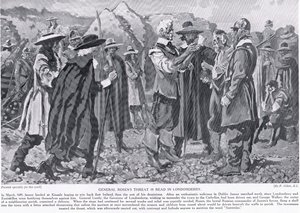 De dreiging van generaal Rosen wordt voorgelezen in Londonderry, c.1910 door Frank Gillett